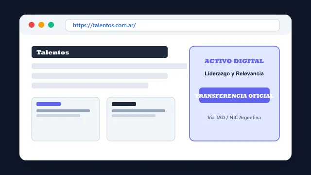 Vista del activo digital estratégico talentos.com.ar y transferencia formal